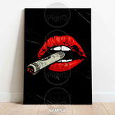 Glam Dollar | Red Lips Smoking Dollar Wall Art Print - Print